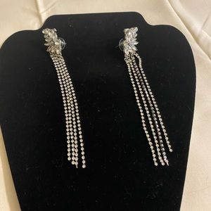 Silver and cubic zirconia dangle earrings